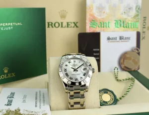 The Masterpiece | Sant Blanc ROLEX Midsize White Gold Pearlmaster Datejust Mother of Pearl Roman Dial Model 81319
