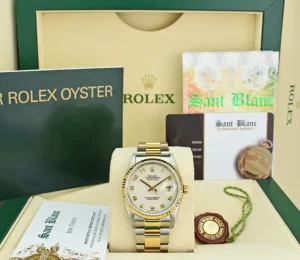 Men's Watches | Dress Watches | Sant Blanc ROLEX 36mm 18kt Gold & Stainless DateJust Ivory Jubilee Arabic Dial Oyster Band Model 16233