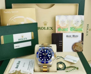 Sports Watches | Men's Watches | Sant Blanc ROLEX 40mm 18kt Gold & Stainless Steel Submariner Blue Dial Ceramic Bezel Model 116613LB