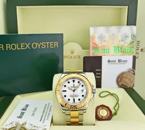 Yachting Professional Watches | Men's Watches | Sant Blanc ROLEX 40mm 18kt Gold & Stainless Steel YachtMaster White Index Dial Model 16623