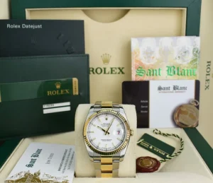 Dress Watches | Sant Blanc ROLEX 36mm 18kt Gold & Stainless Steel Datejust White Index Box Card Model 116233