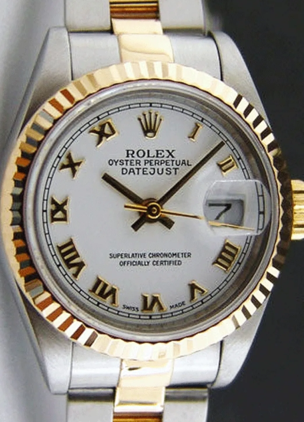 rolex_mm_kt_gold__stainle_0-5.webp Ladies Watches | Dress Watches | Sant Blanc ROLEX 26mm 18kt Gold & Stainless Steel Ladies DateJust White Roman Dial Model 69173