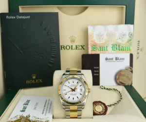 Men's Watches | Dress Watches | Sant Blanc ROLEX 36mm 18kt Gold & Stainless Steel Turn-O-Graph Datejust White Dial Model 116263