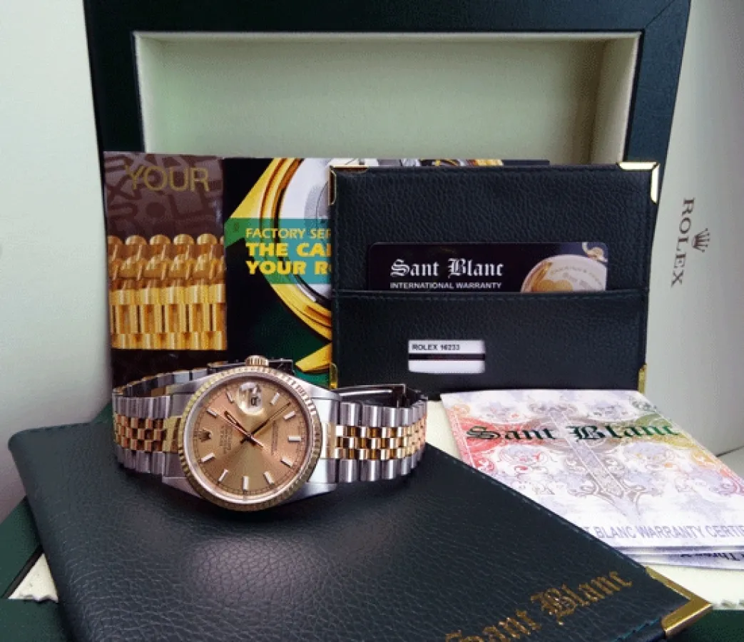 rolex_mm_kt_gold__stainle_0-8.webp Men's Watches | Dress Watches | Sant Blanc ROLEX 36mm 18kt Gold & Stainless Steel DateJust Champagne Index Dial Model 16233
