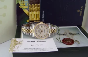 Men's Watches | Dress Watches | Sant Blanc ROLEX 36mm 18kt Gold & Stainless DateJust Ivory Jubilee Arabic Dial Jubilee Band Model 16233