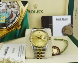 Dress Watches | Sant Blanc ROLEX 36mm 18kt Gold & Stainless Steel DateJust Champagne Stick Dial Model 16013