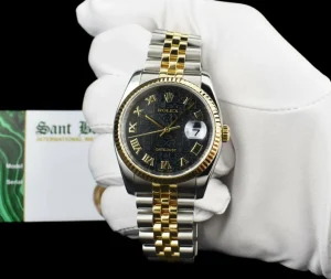 Dress Watches | Sant Blanc ROLEX 36mm 18kt Gold & Stainless Steel DateJust Black Jubilee Roman Dial Model 116233