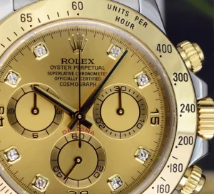 Sports Watches | Racing Professional Watches | Sant Blanc ROLEX 40mm 18kt Gold & Stainless Steel Daytona Champagne Diamond Dial Model 116523