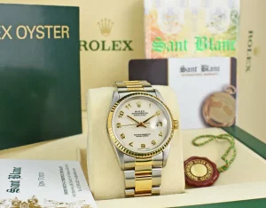 Men's Watches | Dress Watches | Sant Blanc ROLEX 36mm 18kt Gold & Stainless DateJust Ivory Jubilee Arabic Dial Oyster Band Model 16233