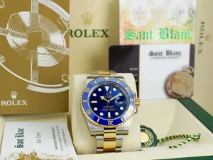 Sports Watches | Men's Watches | Sant Blanc ROLEX 40mm 18kt Gold & Stainless Steel Submariner Blue Dial Ceramic Bezel Model 116613LB