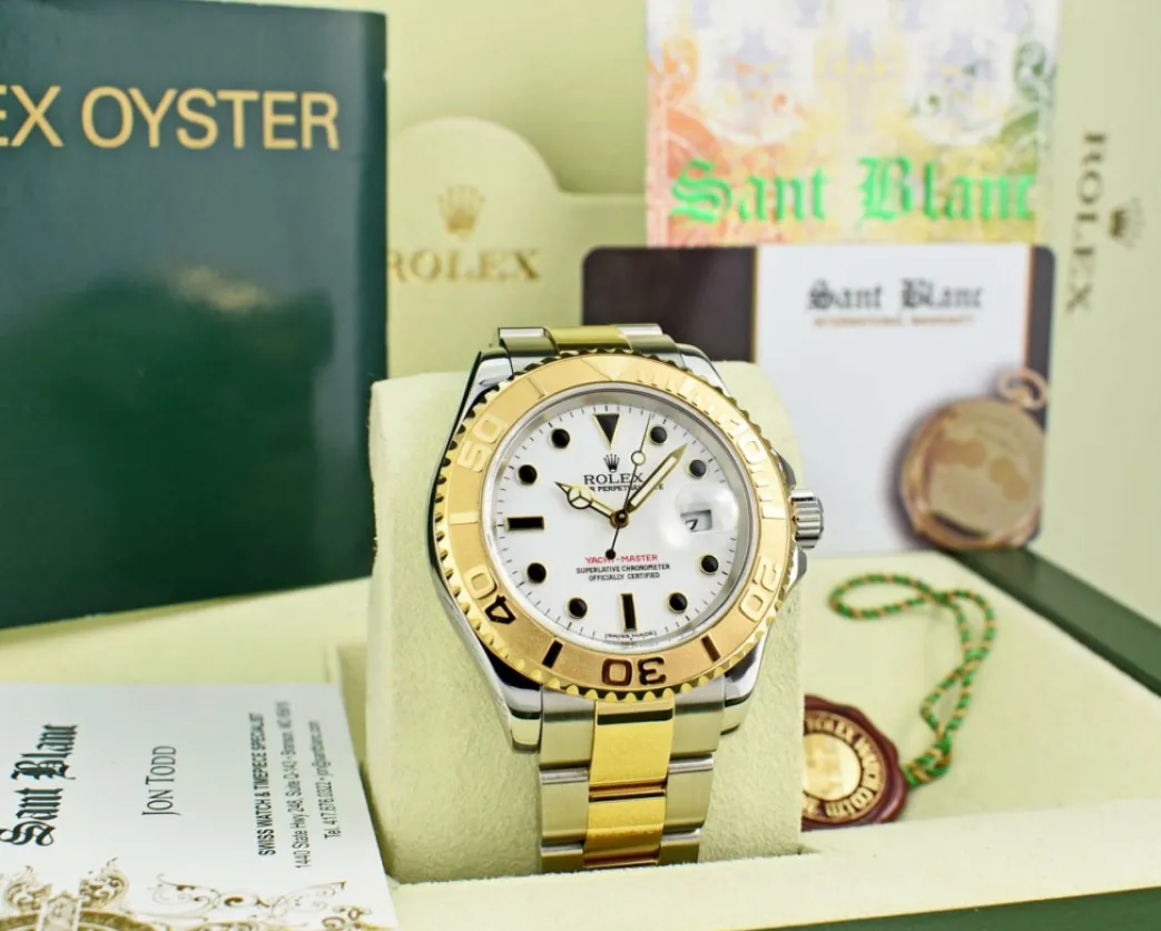 rolex_mm_kt_gold__stainle_2-26.webp Yachting Professional Watches | Men's Watches | Sant Blanc ROLEX 40mm 18kt Gold & Stainless Steel YachtMaster White Index Dial Model 16623