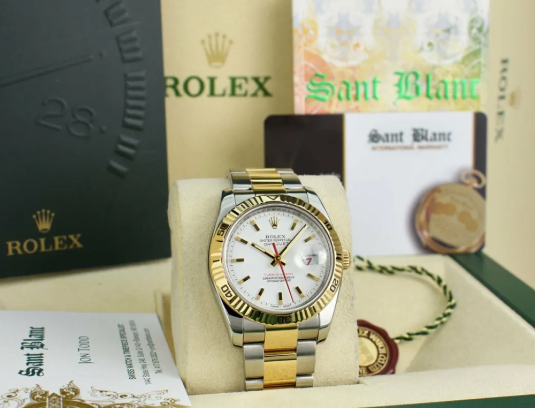 rolex_mm_kt_gold__stainle_2-5.webp Men's Watches | Dress Watches | Sant Blanc ROLEX 36mm 18kt Gold & Stainless Steel Turn-O-Graph Datejust White Dial Model 116263