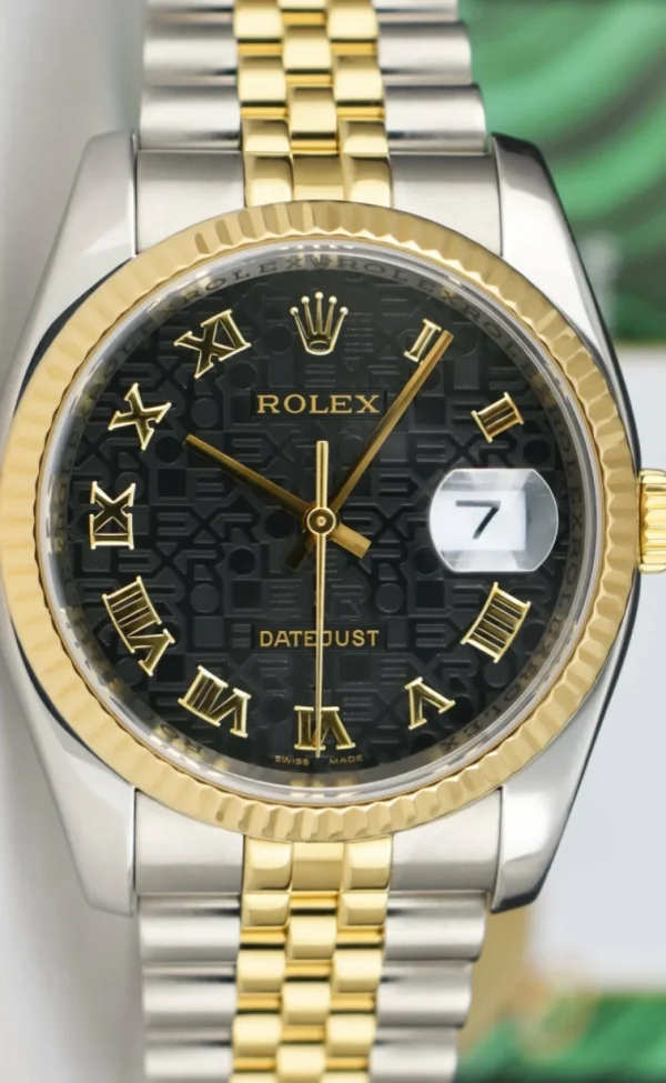 Dress Watches | Sant Blanc ROLEX 36mm 18kt Gold & Stainless Steel DateJust Black Jubilee Roman Dial Model 116233