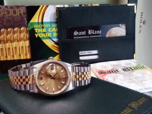 Men's Watches | Dress Watches | Sant Blanc ROLEX 36mm 18kt Gold & Stainless Steel DateJust Champagne Index Dial Model 16233