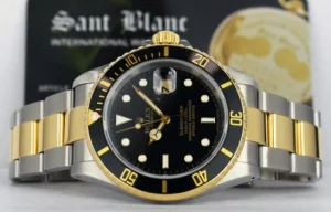 Diving Professional Watches | Men's Watches | Sant Blanc ROLEX 40mm 18kt Gold & Stainless Submariner Black Index Dial SEL Model 16613