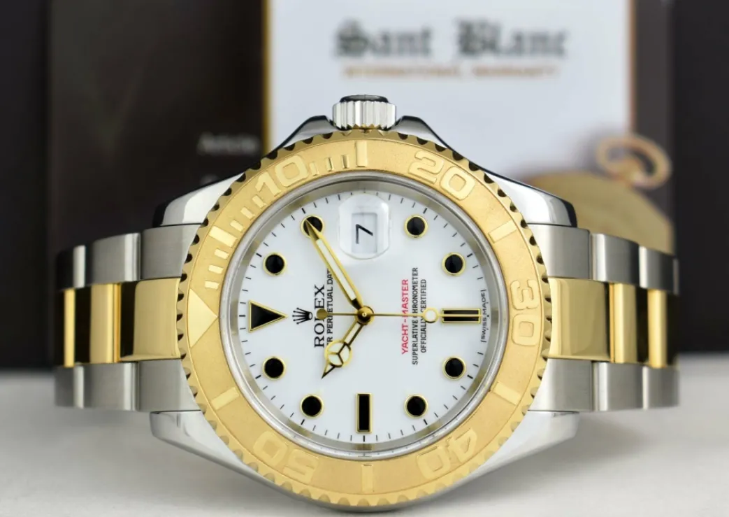 rolex_mm_kt_gold__stainle_3-26.webp Yachting Professional Watches | Men's Watches | Sant Blanc ROLEX 40mm 18kt Gold & Stainless Steel YachtMaster White Index Dial Model 16623