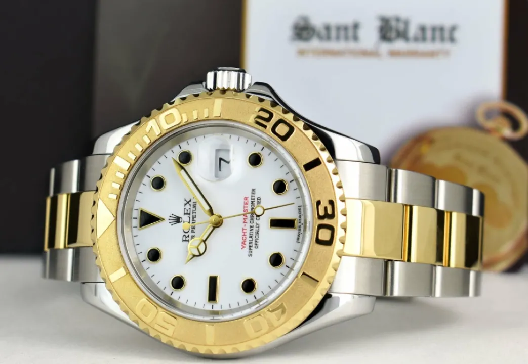 rolex_mm_kt_gold__stainle_4-27.webp Yachting Professional Watches | Men's Watches | Sant Blanc ROLEX 40mm 18kt Gold & Stainless Steel YachtMaster White Index Dial Model 16623