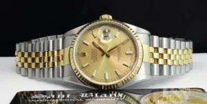 Men's Watches | Dress Watches | Sant Blanc ROLEX 36mm 18kt Gold & Stainless Steel DateJust Champagne Index Dial Model 16233