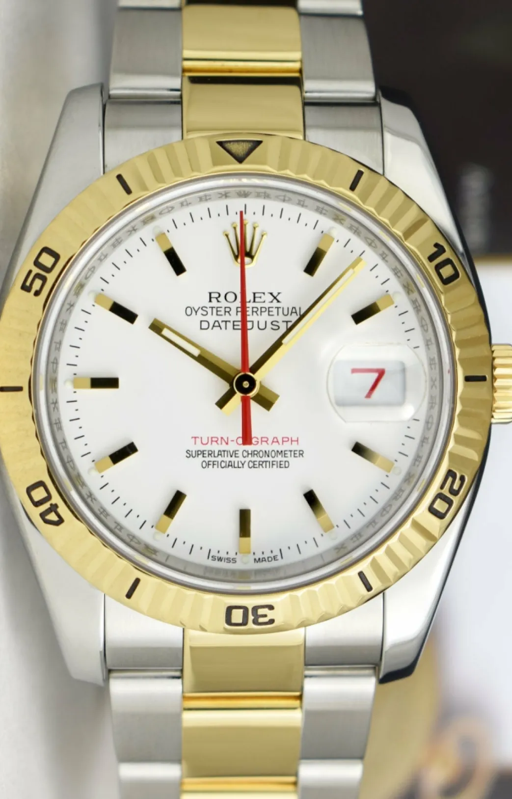 rolex_mm_kt_gold__stainle_5-5.webp Men's Watches | Dress Watches | Sant Blanc ROLEX 36mm 18kt Gold & Stainless Steel Turn-O-Graph Datejust White Dial Model 116263