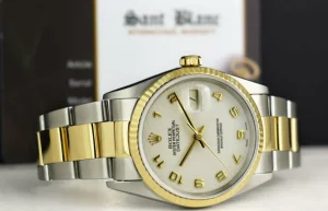 Men's Watches | Dress Watches | Sant Blanc ROLEX 36mm 18kt Gold & Stainless DateJust Ivory Jubilee Arabic Dial Oyster Band Model 16233