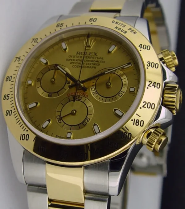 Sports Watches | Men's Watches | Sant Blanc ROLEX 40mm 18kt Gold & Stainless Steel Daytona Champagne Index Dial Model 116523