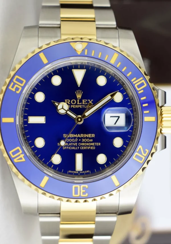 Sports Watches | Men's Watches | Sant Blanc ROLEX 40mm 18kt Gold & Stainless Steel Submariner Blue Dial Ceramic Bezel Model 116613LB