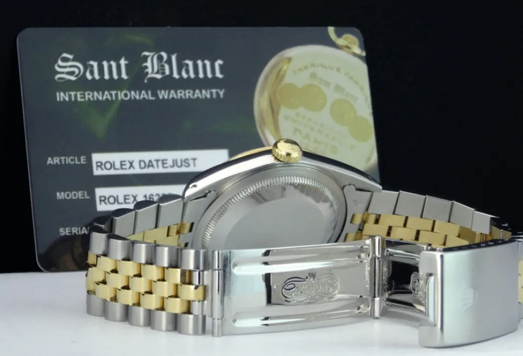 rolex_mm_kt_gold__stainle_8-2.webp Men's Watches | Dress Watches | Sant Blanc ROLEX 36mm 18kt Gold & Stainless DateJust Ivory Pyramid Roman Dial Jubilee Band Model 16233