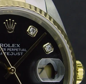 Men's Watches | Dress Watches | Sant Blanc ROLEX 36mm 18kt Gold & Stainless DateJust Black Diamond Dial Jubilee Band Model 16233