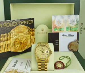 President Dress Watches | Dress Watches | Sant Blanc ROLEX 36mm 18kt Gold Day Date President Champagne Tapestry Dial Model 18038