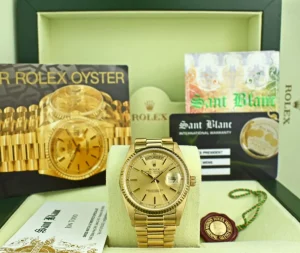 Men's Watches | President Dress Watches | Sant Blanc ROLEX 36mm 18kt Gold Day Date President Champagne Stick Dial Model 18038