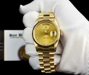 President Dress Watches | Sant Blanc ROLEX 36mm 18kt Gold Day Date President Champagne Diamond Model 18238