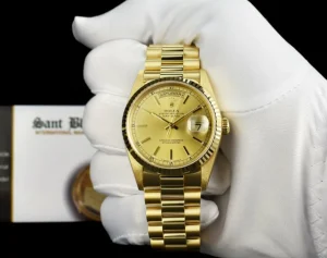 Men's Watches | President Dress Watches | Sant Blanc ROLEX 36mm 18kt Gold Day Date President Champagne Stick Dial Model 18238
