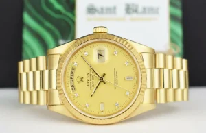 President Dress Watches | Sant Blanc ROLEX 36mm 18kt Gold Day Date President Champagne Diamond Dial Model 18038