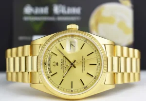 Men's Watches | President Dress Watches | Sant Blanc ROLEX 36mm 18kt Gold Day Date President Champagne Stick Dial Model 18038