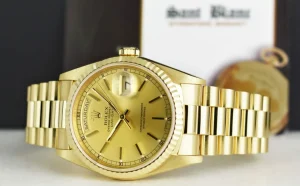 Men's Watches | President Dress Watches | Sant Blanc ROLEX 36mm 18kt Gold Day Date President Champagne Stick Dial Model 18238