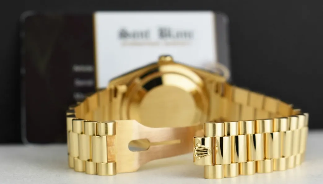 rolex_mm_kt_gold_day_date_5.webp President Dress Watches | Sant Blanc ROLEX 36mm 18kt Gold Day Date President Champagne Diamond Model 18238