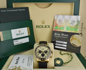 Sports Watches | Racing Professional Watches | Sant Blanc ROLEX 40mm 18kt Gold Daytona on Rubber Strap Champagne Paul Newman Model 116518LN