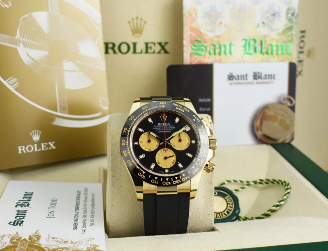 rolex_mm_kt_gold_daytona__1-9.webp Sports Watches | Men's Watches | Sant Blanc ROLEX 40mm 18kt Gold Daytona Oysterflex Strap Black Paul Newman Model 116518LN