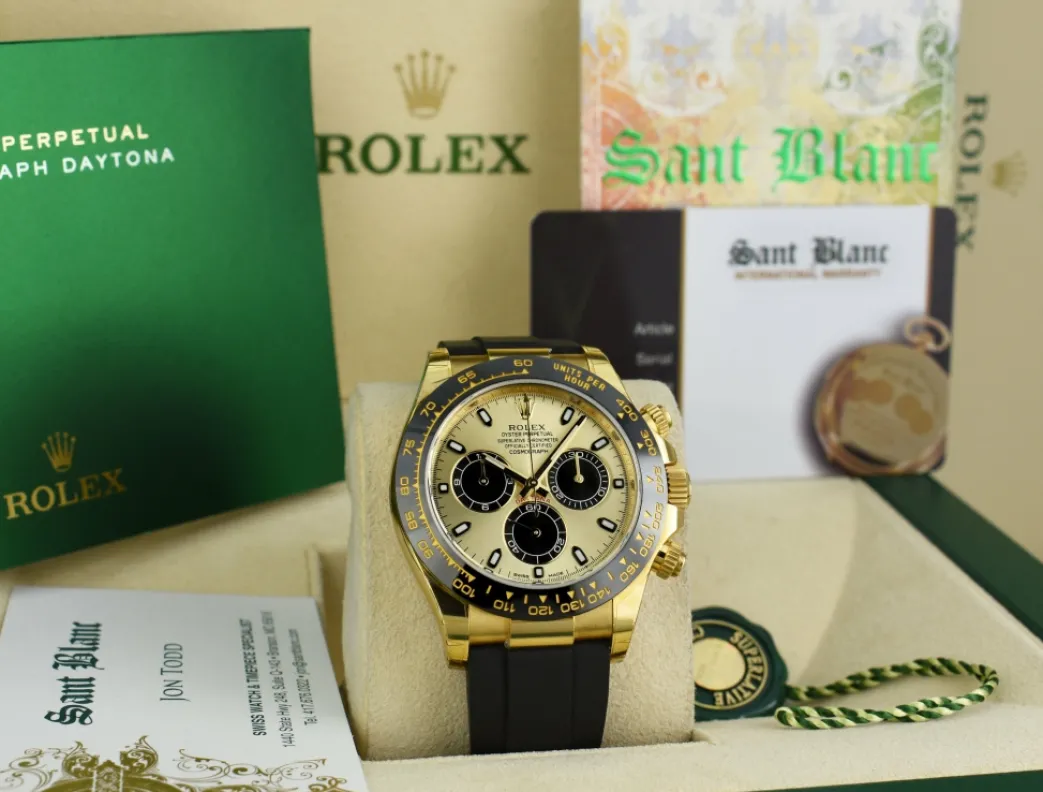 rolex_mm_kt_gold_daytona__2-10.webp Sports Watches | Men's Watches | Sant Blanc ROLEX 40mm 18kt Gold Daytona Oysterflex Strap Champagne Paul Newman Model 116518LN