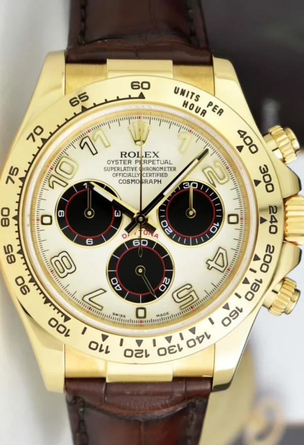 Men's Watches | Racing Professional Watches | Sant Blanc ROLEX 40mm 18kt Gold Daytona White & Black 