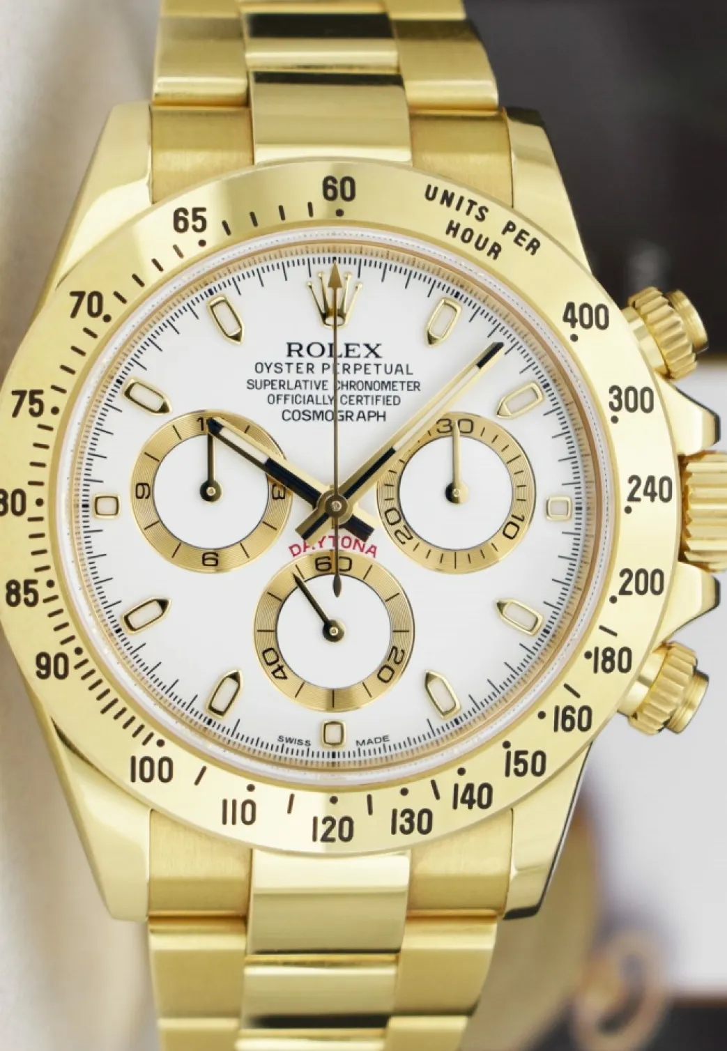 rolex_mm_kt_gold_daytona__3-1.webp Racing Professional Watches | Sant Blanc ROLEX 40mm 18kt Gold Daytona White Index Dial with Card & Tags Model 116528
