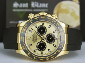 Sports Watches | Racing Professional Watches | Sant Blanc ROLEX 40mm 18kt Gold Daytona on Rubber Strap Champagne Paul Newman Model 116518LN