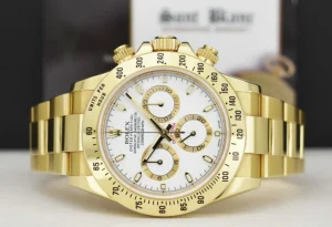 Racing Professional Watches | Sant Blanc ROLEX 40mm 18kt Gold Daytona White Index Dial with Card & Tags Model 116528