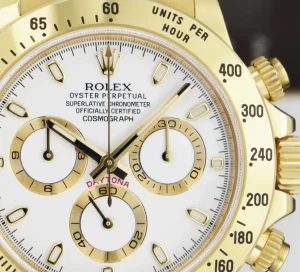 Racing Professional Watches | Sant Blanc ROLEX 40mm 18kt Gold Daytona White Index Dial with Card & Tags Model 116528