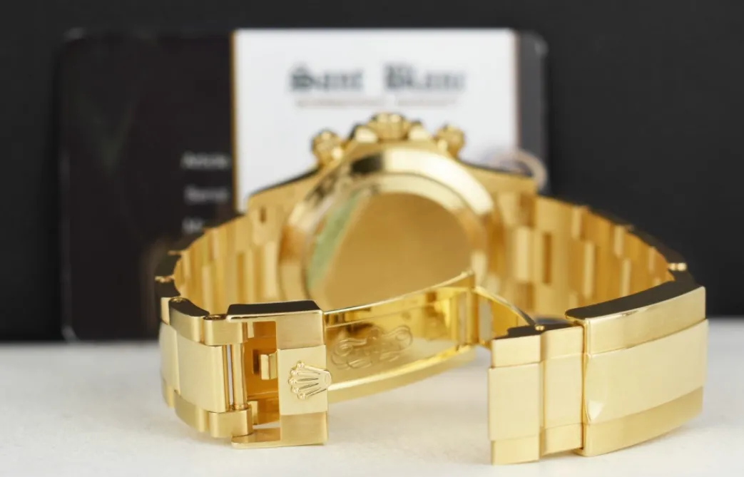 rolex_mm_kt_gold_daytona__7.webp Racing Professional Watches | Sant Blanc ROLEX 40mm 18kt Gold Daytona White Index Dial with Card & Tags Model 116528