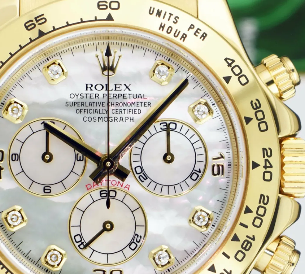 rolex_mm_kt_gold_daytona__9.webp Men's Watches | Racing Professional Watches | Sant Blanc ROLEX 40mm 18kt Gold Daytona Cognac Strap Mother of Pearl Diamond Dial Model 116518