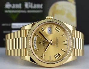 President Dress Watches | Sant Blanc ROLEX 40mm 18kt Gold President Day Date 40 Champagne Roman Model 228238