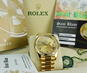 President Dress Watches | Sant Blanc ROLEX 40mm 18kt Gold President Day Date 40 Champagne Roman Model 228238
