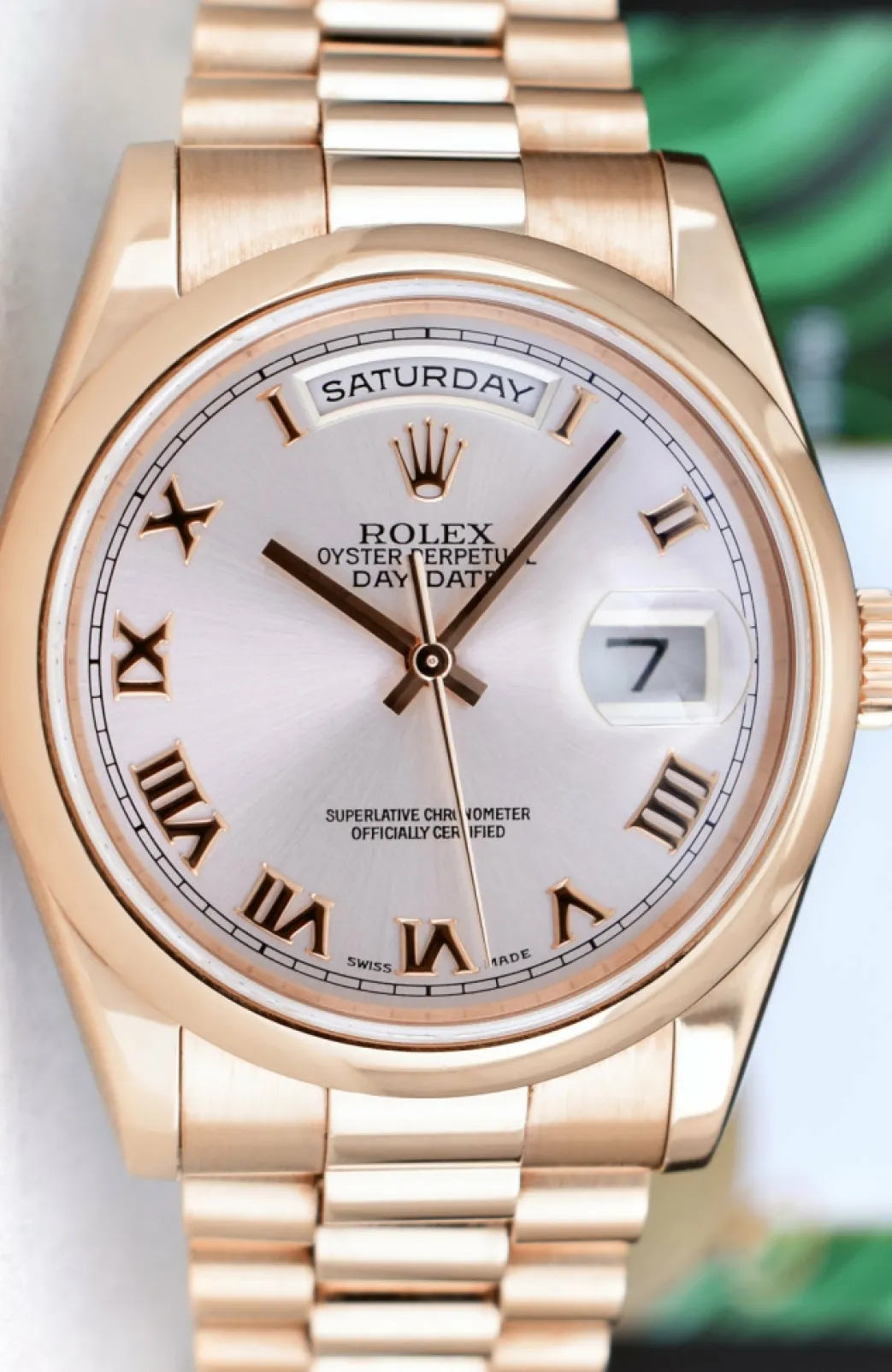 rolex_mm_kt_rose_gold_day_2-1.webp President Dress Watches | Sant Blanc ROLEX 36mm 18kt Rose Gold Day Date President Rose Roman Model 118205