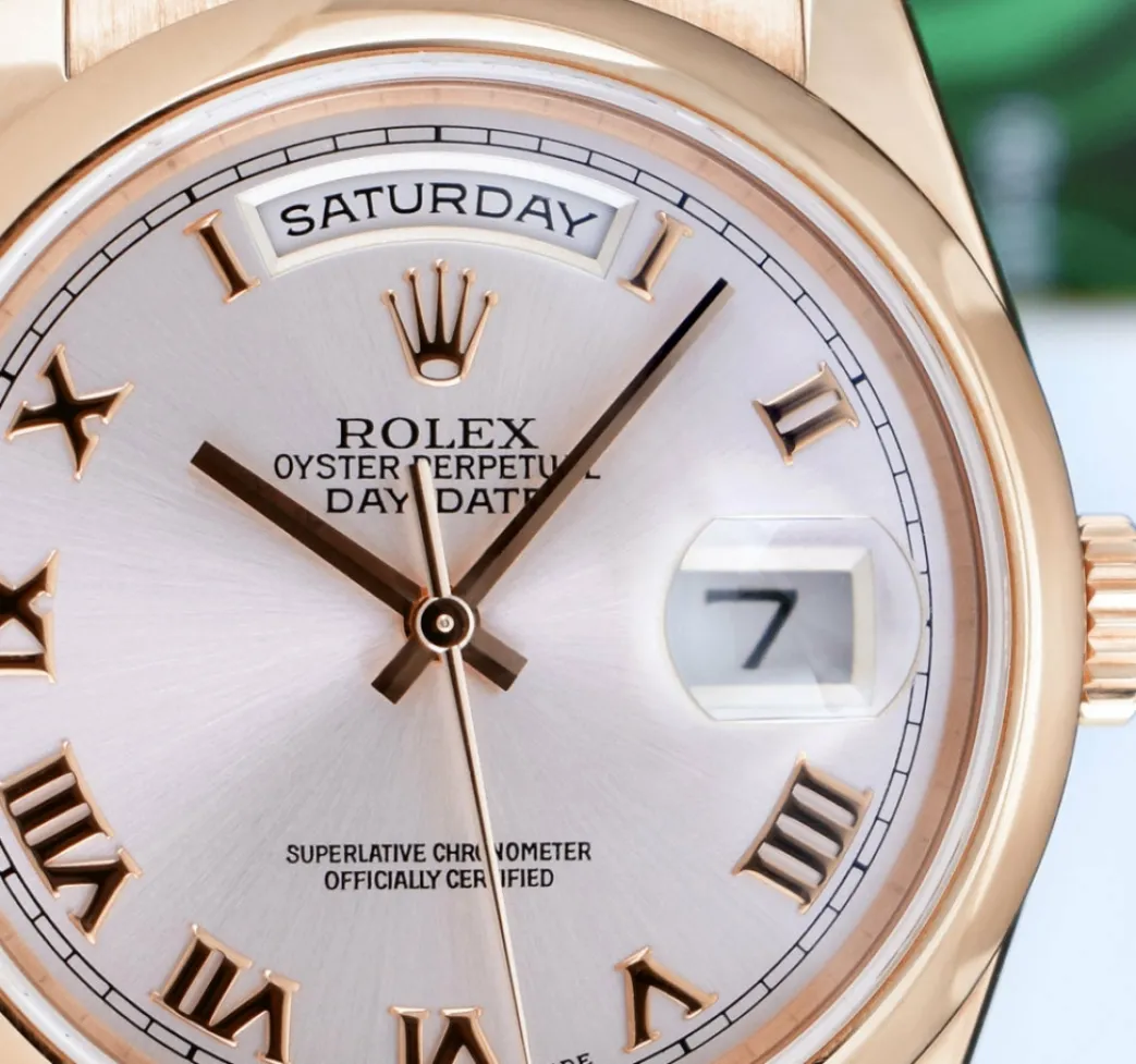 rolex_mm_kt_rose_gold_day_6-1.webp President Dress Watches | Sant Blanc ROLEX 36mm 18kt Rose Gold Day Date President Rose Roman Model 118205